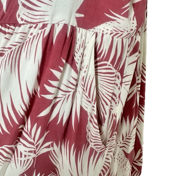 Torrid Pink Cream Leaf Print Maxi Dress ~Sz 2 = 2X ~ Smocked Bodice Off Shoulder - Picture 6 of 13